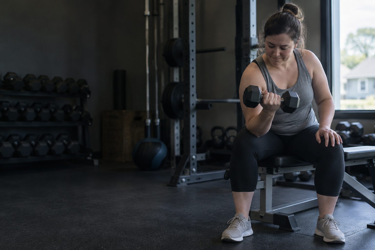 An ordinary adult tying training shoes before a manageable gym session