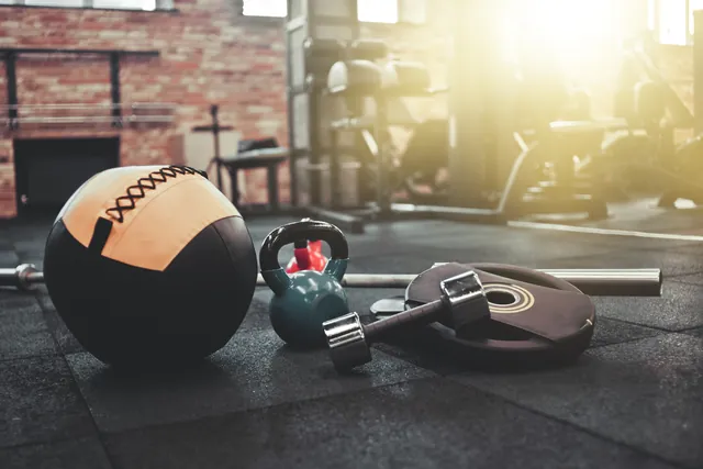 Multiple pieces of training equipment set up for circuit stations